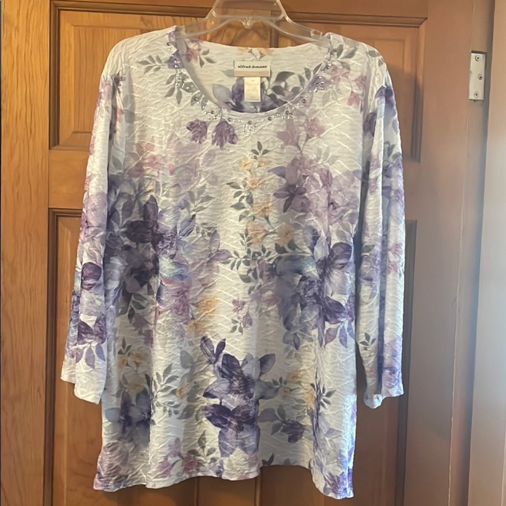 Alfred Dunner Women's Floral Purple Top